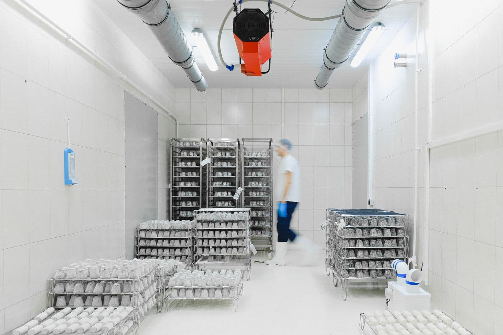 Chambre froide industrielle avec groupe frigorifique en plafond
